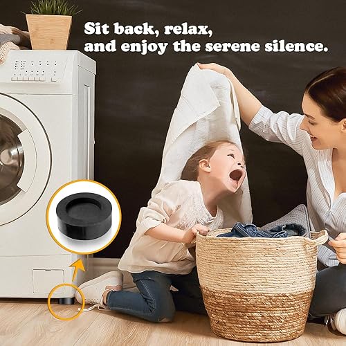 Miniatura 6 de Almohadillas antivibración juego de 4 con nivelador, almohadillas universales para lavadora y secadora, reducen el ruido, evitan la vibración y