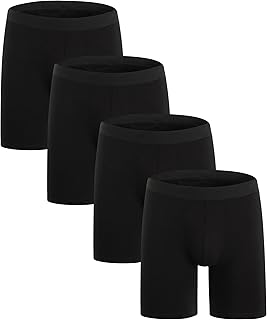 Men Long Leg Cotton Boxer Shorts Underwear 3/4 Pack