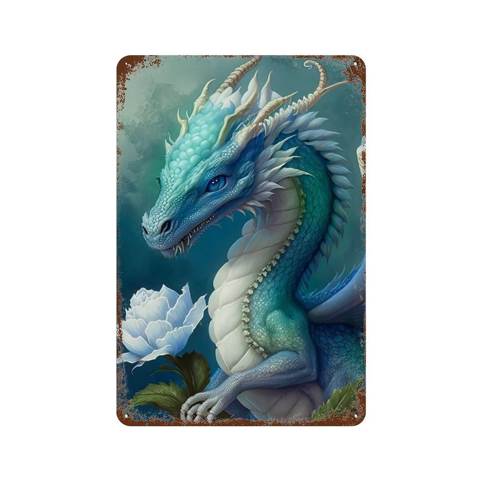 Garage Style The Dragon Gulierth Distressed Metal Wall Sign 11.8"x7.9", Shabby Chic Decor for Bar And Workshop