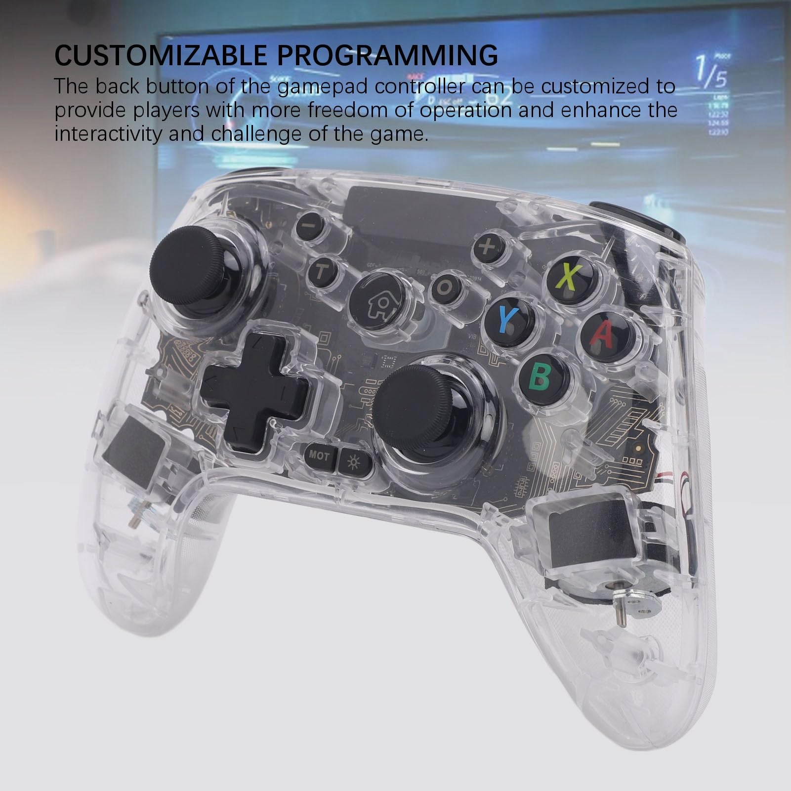 Yanmis Controller Gamepad Cordless, Tasto Retroilluminato RGB, Programmabile, 6 Assi, Vibrazione, Burst, Pulsanti Personalizzabili, Durata Batteria 10 Ore, con