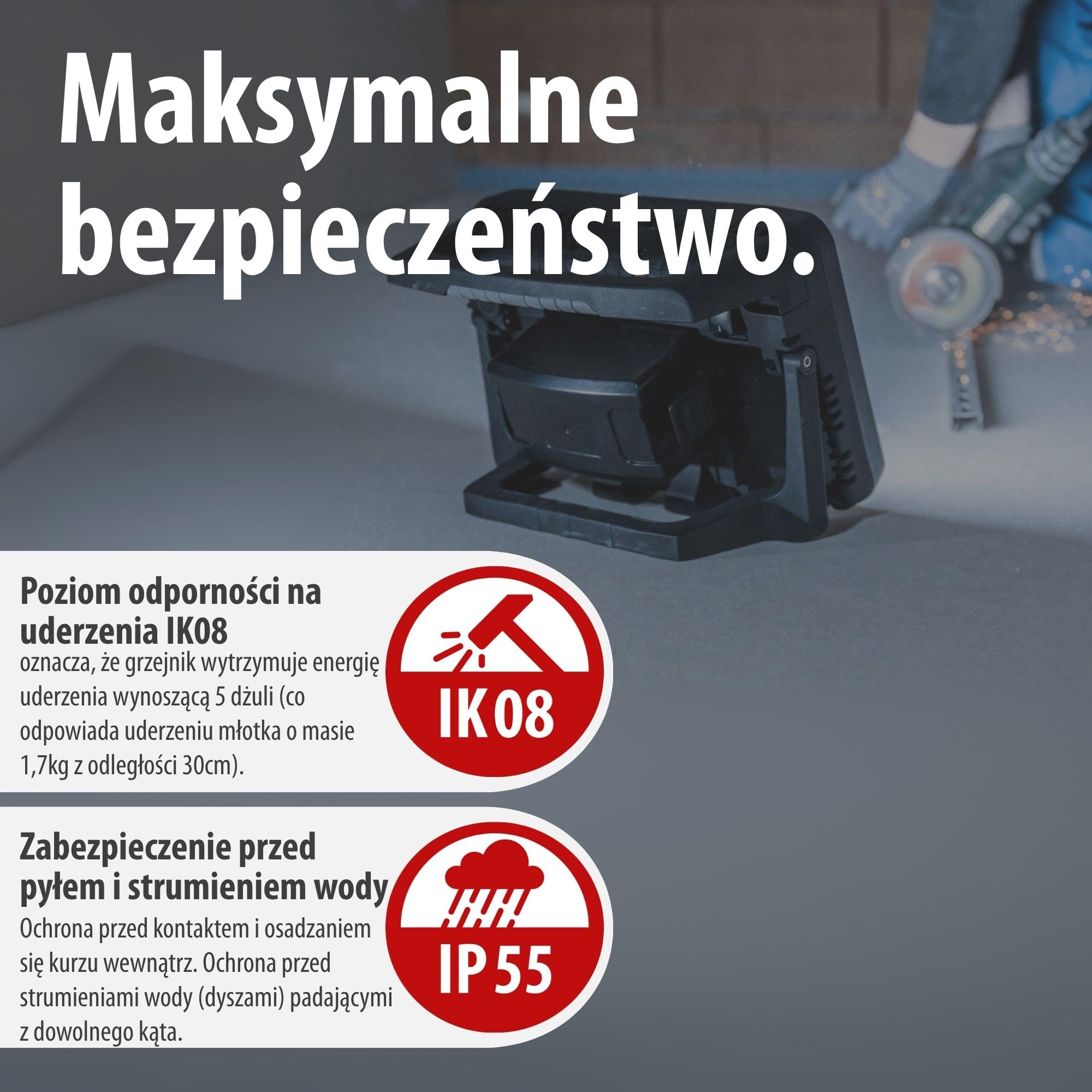 Brennenstuhl Professional Multi Battery LED Hybrydowa Reflektor budowlany 10050 MH (100W, 12500lm, IP55, kompatybilne z akumulatorami 18V od 10 różnych producentów, 5m kabel RN, bez akumulatora)