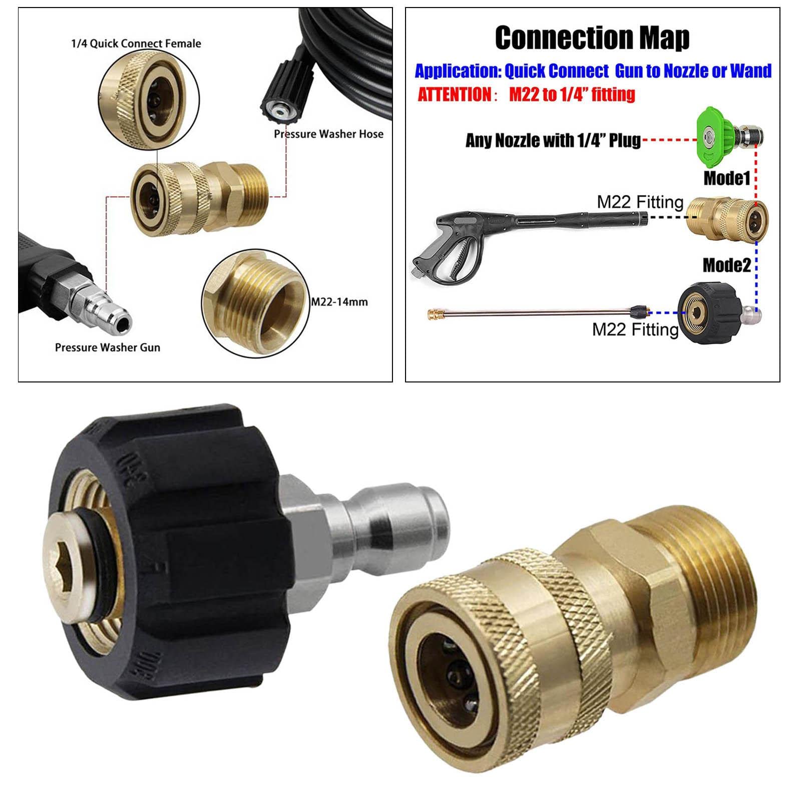 Hochdruckreiniger Pistole Adapter Schnellkupplung Fu00fcr Ku00e4rcher Quick Connect Auf M22 IG Schlauchadapter EBa A Bajonett Auf Schraubverschluß