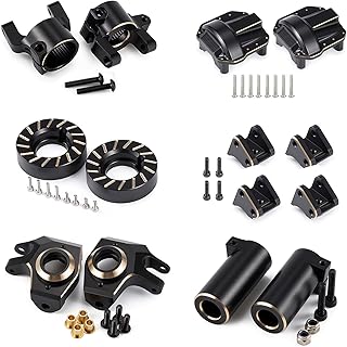 440g SCX10 II Brass Weights Set Diff Cover Steering Knuckles C Hub Link Mounts Clamping Lockouts with Wheel Counterweights for 1/10 RC Crawler AR44 Axial SCX10 Upgrades