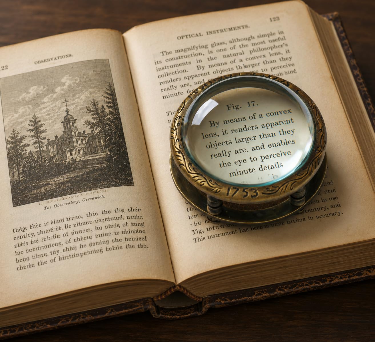 J.Scott London Leselupe für den Schreibtisch, Vintage-Stil, Antik-Stil, mit Gravur, Leselupe zum Lesen von Büchern, traditionelles Messing