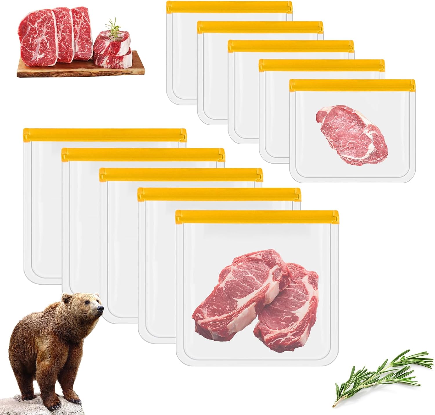 10-Pack Waterproof Bear Bags: Odor-Proof for Camping & Hiking