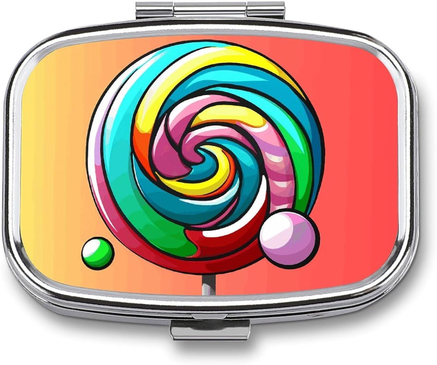 Lollipop Square Pill Box with 2 Compartment & Mirror