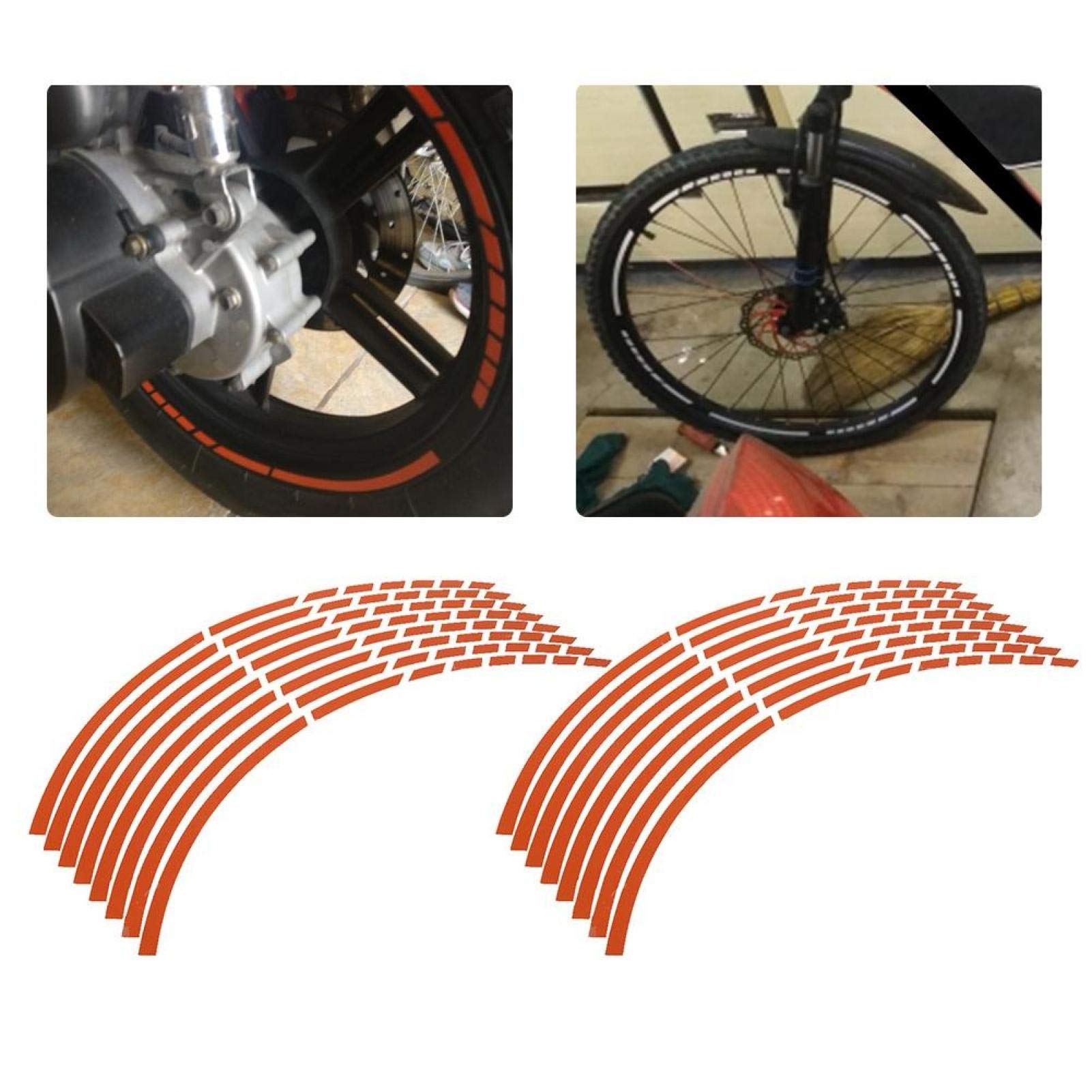 16pcs Reflective Wheel Strips for 16-18inch Bikes & Motorcycles - Durable Decoration Stickers (Orange)