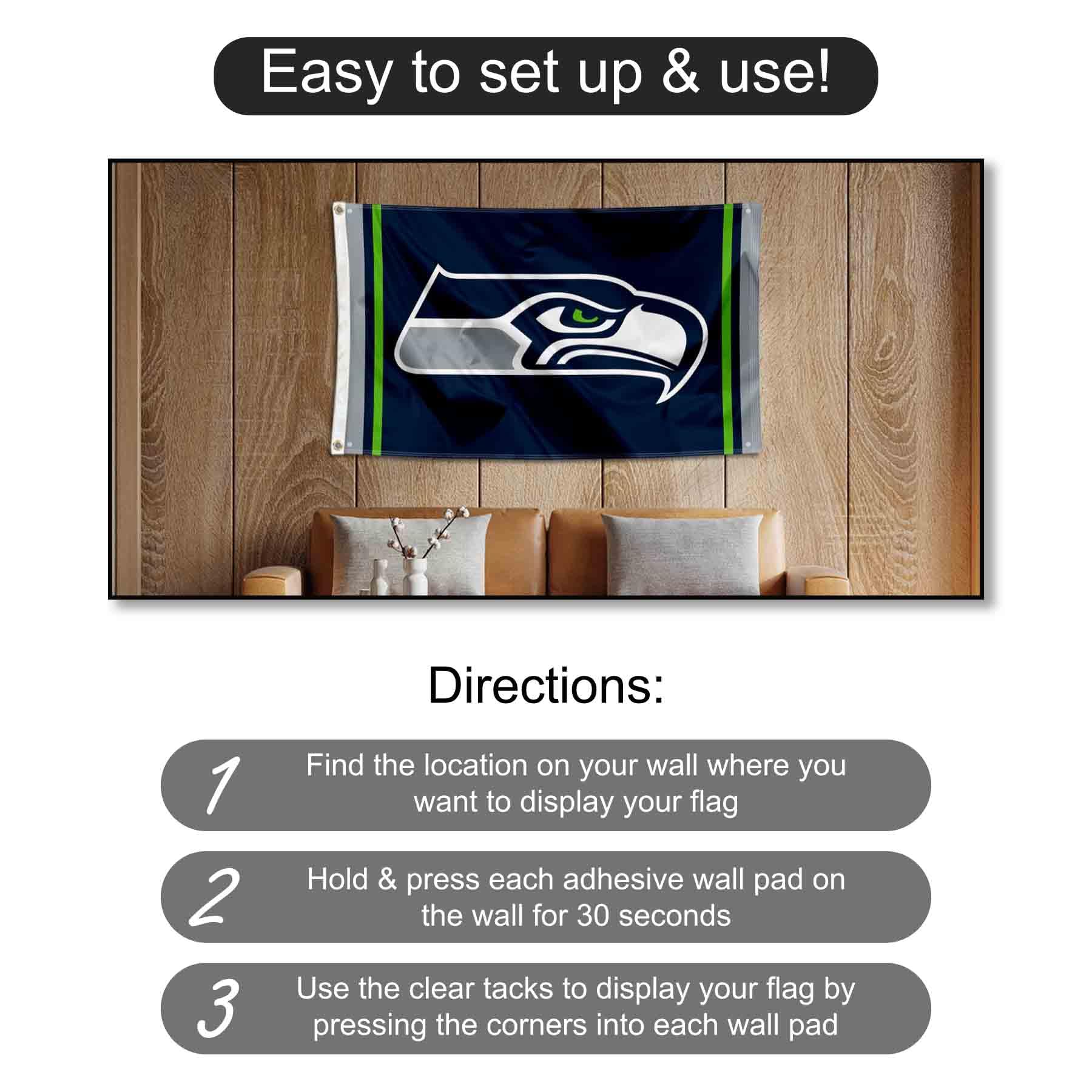 10 pièces logo de football Seahawks de Seattle taille 4,3x1,5 fer sur