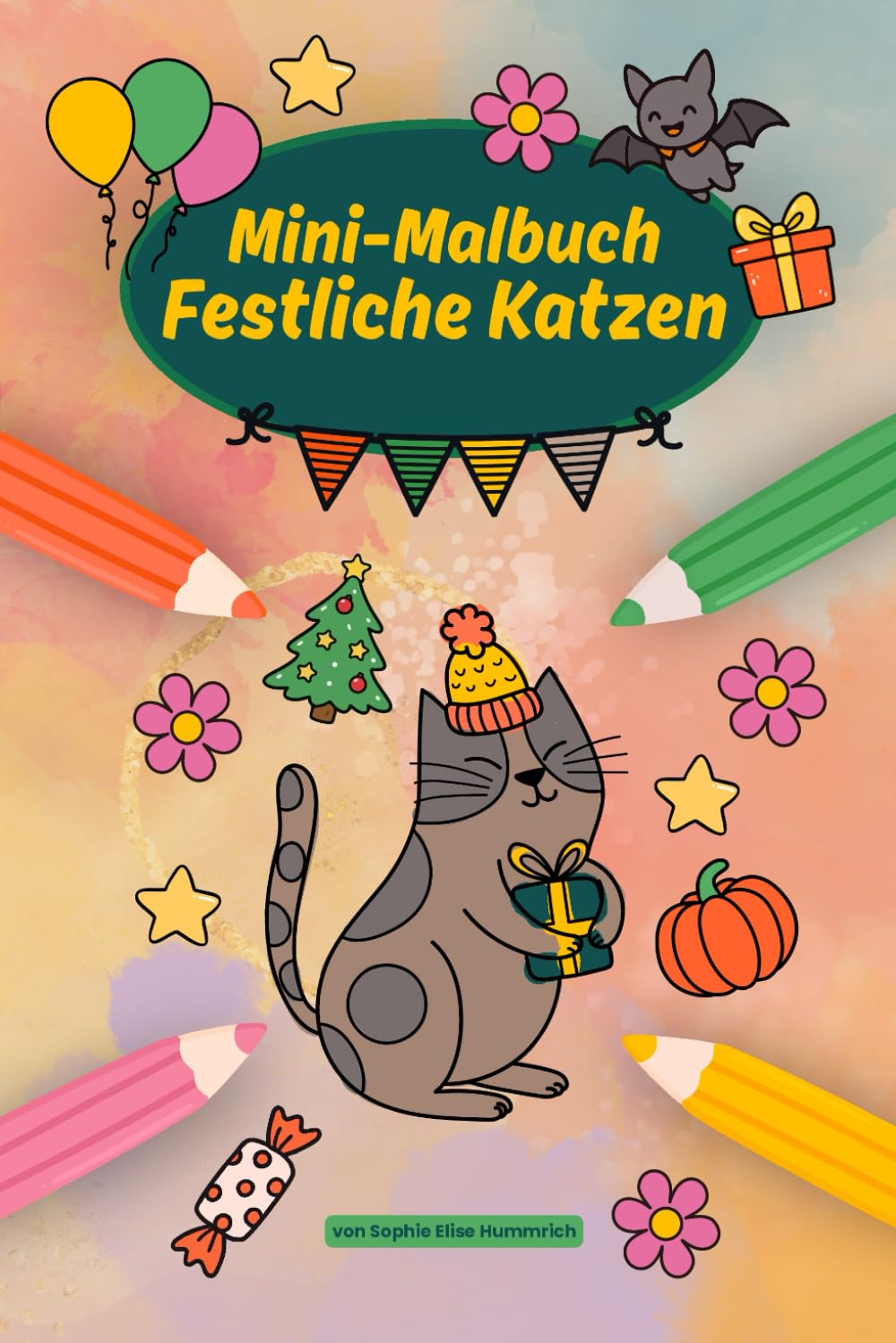Festliche Katzen – Mini-Malbuch für Kinder: 15 Katzenmotive zum Ausmalen für Kinder ab 4 Jahren im Kompaktformat – ideal für unterwegs oder als ... und Geburtstag (Mini-Malbücher mit Tieren)