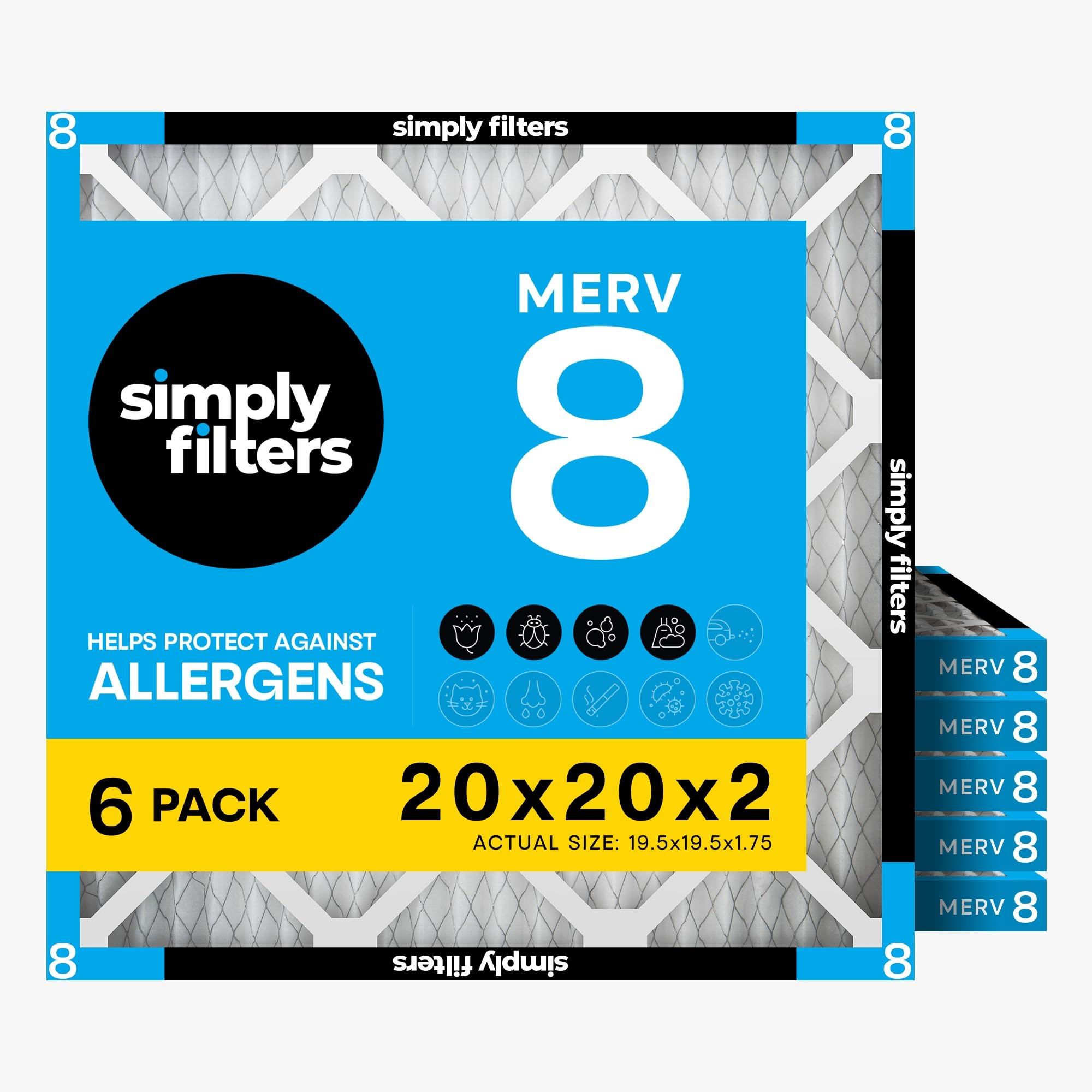 Simply 20x20x2 MERV 8 Air Filter 6-Pack