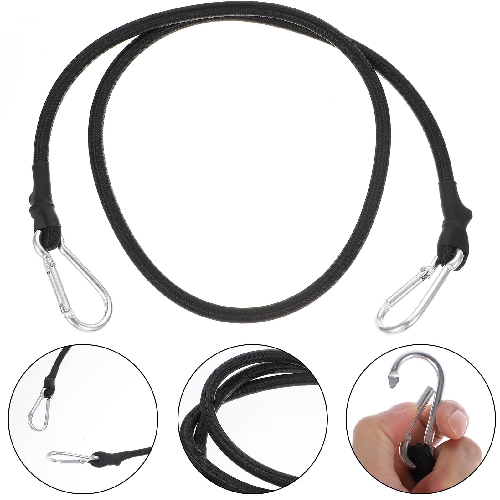 BESPORTBLE 6pezzi Cinghia Elastica con Gancio per Bagagli da Bicicletta Corda Elastica Nera Resistente Cinghie Elastiche con Gancio per Fissaggio Merci
