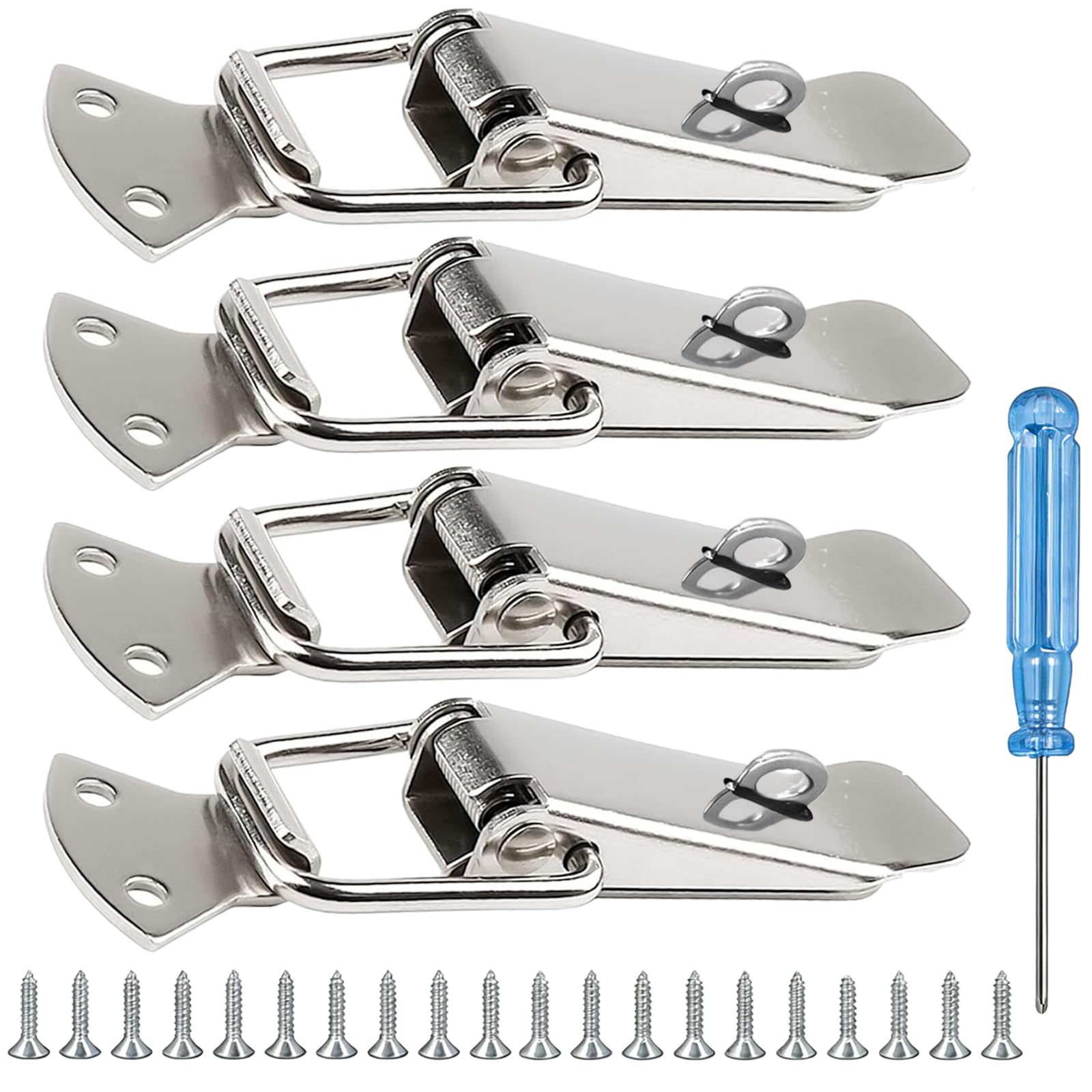 Catch Spring Loaded Toggle Latches, Stainless Steel Catch Clamp Clips, Padlockable Hasp with Buckle for Toolbox Mailbox Drawer Cabinet Case Door Closet Locker, Hardware Replacement, 56mm 4pcs