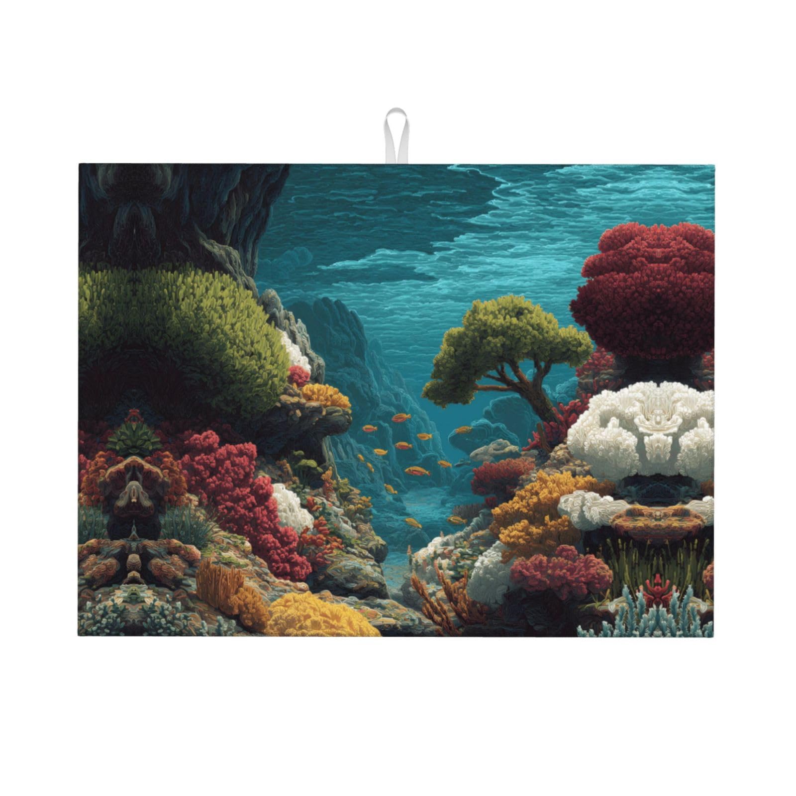 Reefprint Dish Drying Mat, Microfiber Dry Pad, Quick-Drying Dish Drainer Board Mat For Kitchen Counter-Top Tabletop Accessories,24x18 Inch
