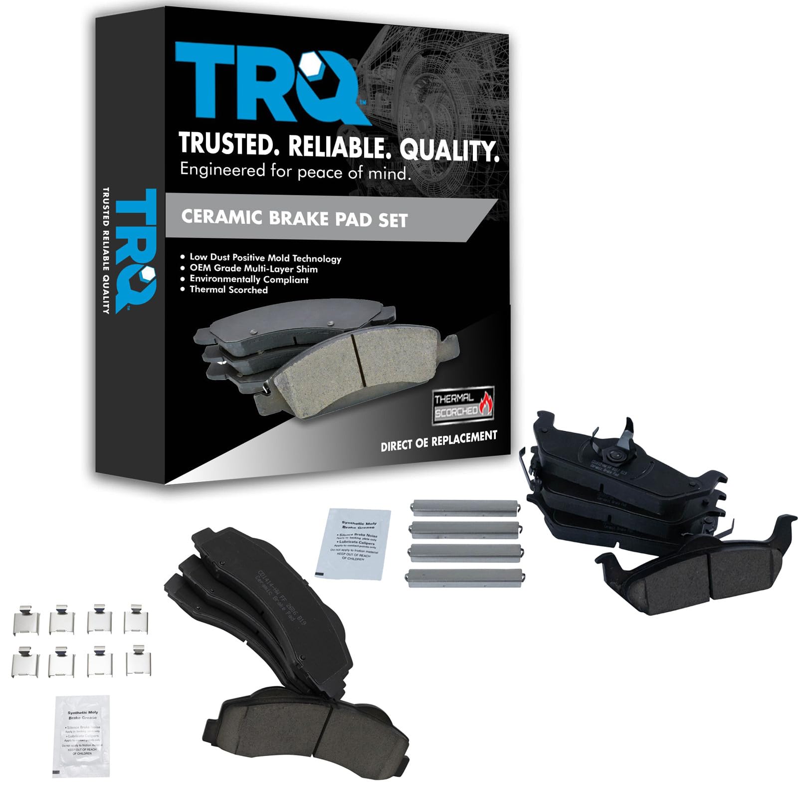 TRQ BFA12972 Front and Rear Ceramic Brake Pads