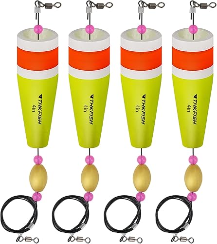 THKFISH Bobbers - Flotadores de pesca con peso para pesca, aparejo de flotación de corcho, sonajero, corcho, flotadores de popping ponderados,