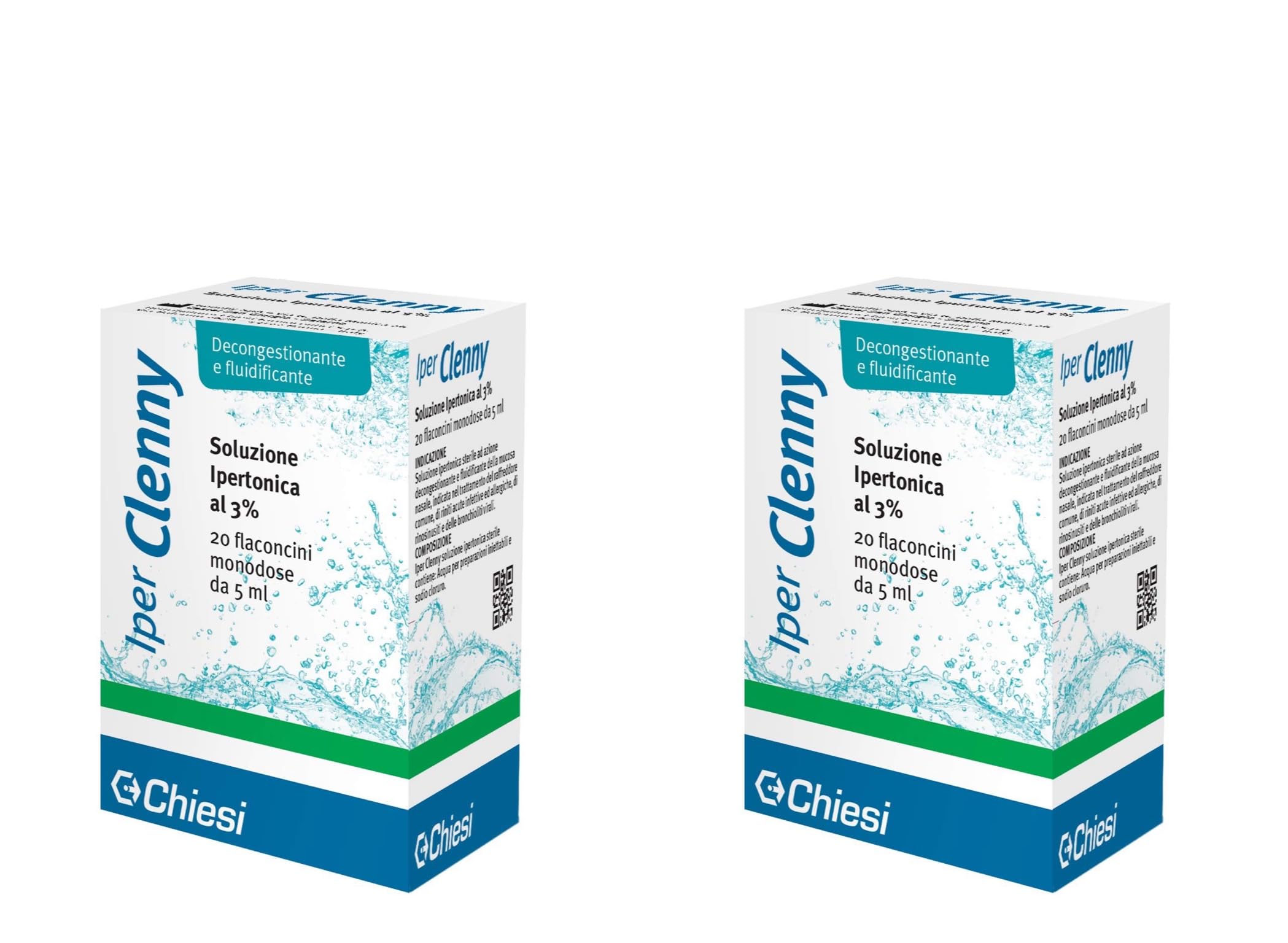 Clenny, Iper Clenny Soluzione Ipertonica al 3% per Trattamento di Raffreddori, Riniti e Rinosinusiti - 40 Flaconcini Monodose da 5ml
