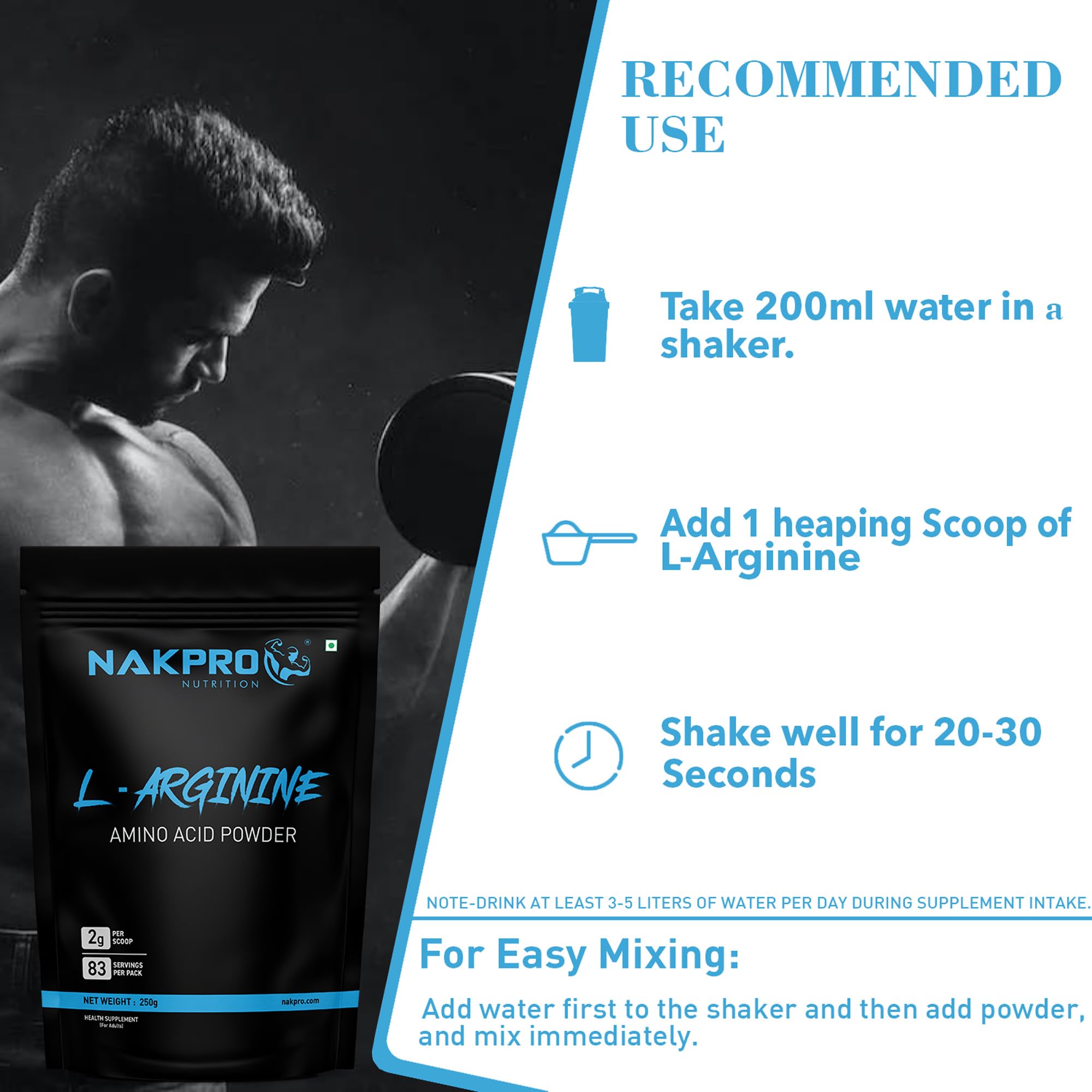 NAKPRO NUTRITION L-Arginine | 100g, TangyOrange | 2g L-Arginine, 1.8kcal Energy | Pre Workout Amino Acid 2