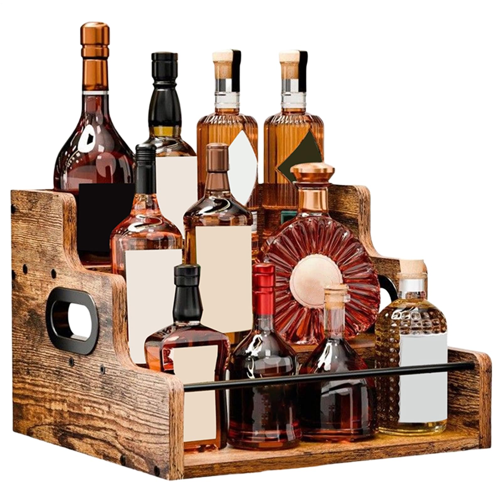 Generico Espositore Da Liquori Portabottiglie Vintage Decorativo A 3 Piani | Organizer Da Scrivania Per Alcolici Cosmetici Per Appassionati Di Bar, Proprietari Casa, Abitanti Appartamenti,