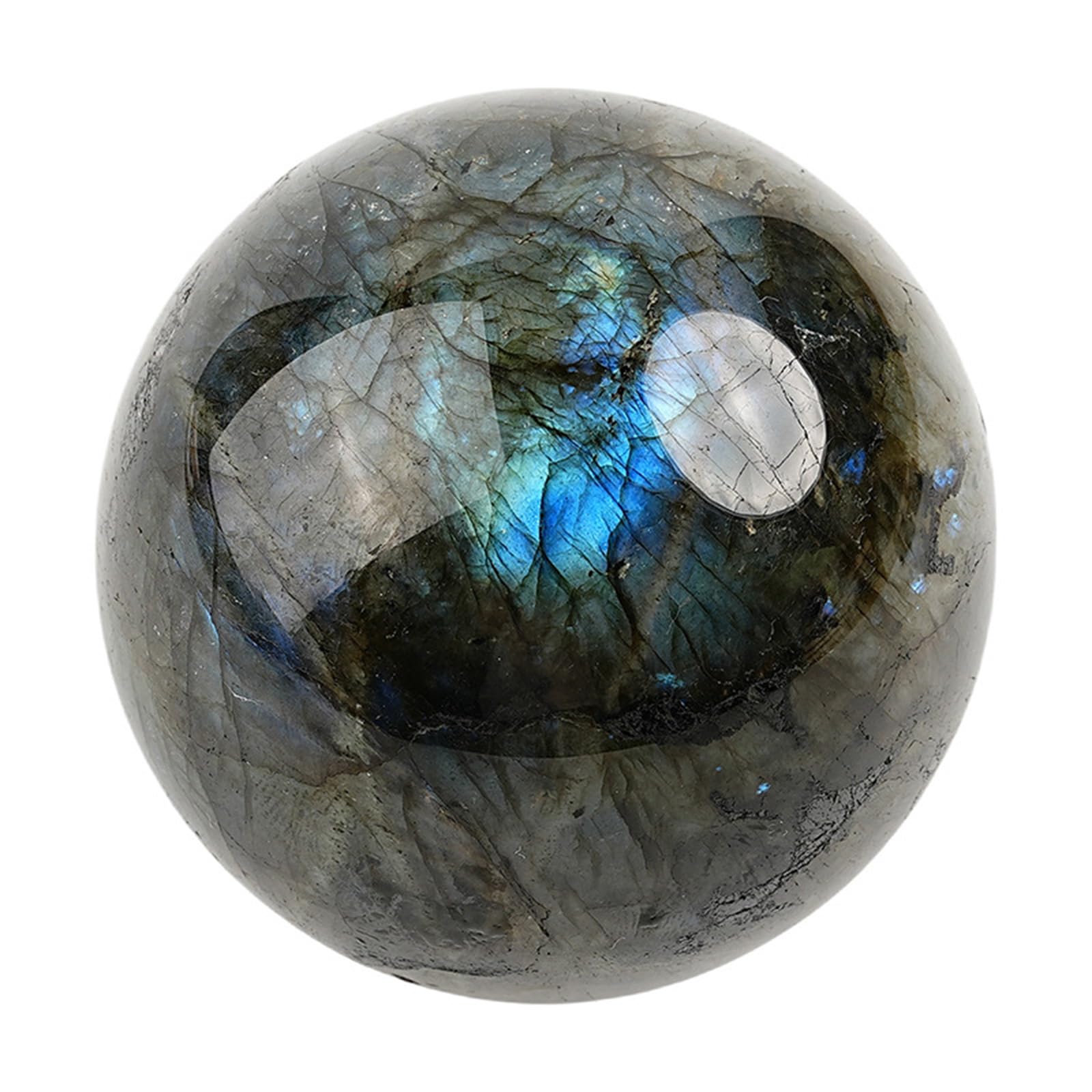 HSMQUBDBX Labradorite Stone Sphere Quartz Crystal Ball Real Gemstone Figurine Divination for Home Wedding Office Fish Tank Decor,5cm/1.96in