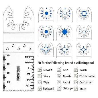 AIFICUT 100pcs Oscillating Saw Blades Universal Wood Multitool Blades Quick Release Oscillating Tool Blades Kits Fit Porter Cable Black & Decker Rockwell Ridgid Ryobi Milwaukee Chicago Craftsman