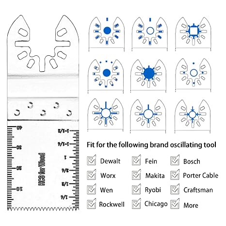 AIFICUT 100pcs Oscillating Saw Blades Universal Wood Multitool Blades Quick Release Oscillating Tool Blades Kits Fit Porter Cable Black & Decker Rockwell Ridgid Ryobi Milwaukee Chicago Craftsman