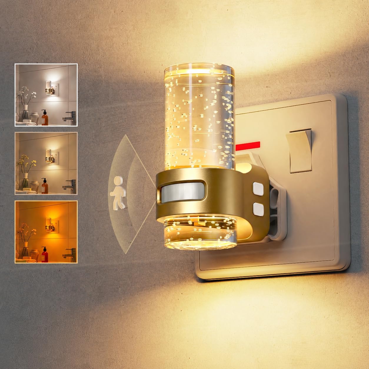 LOHAS-LED Night Light Plug in Wall with Motion Sensor, 3CCT, 1W