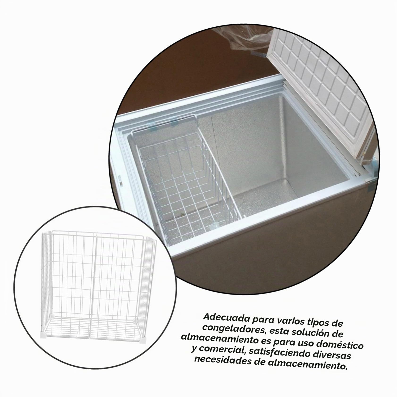 Organizador Congelador con Divisores Malla Resistente Cesta Almacenamiento para Congeladores y Frigoríficos Estante Interior Multifunción Fácil Instalación