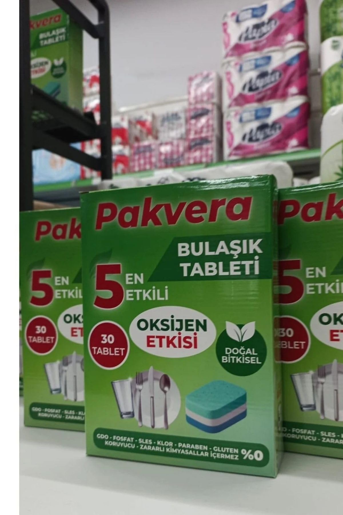 GİMDES Helal Sertifikalı Doğal Bitkisel Bulaşık Makinesi Tableti Oksijen Etkili 30'lu