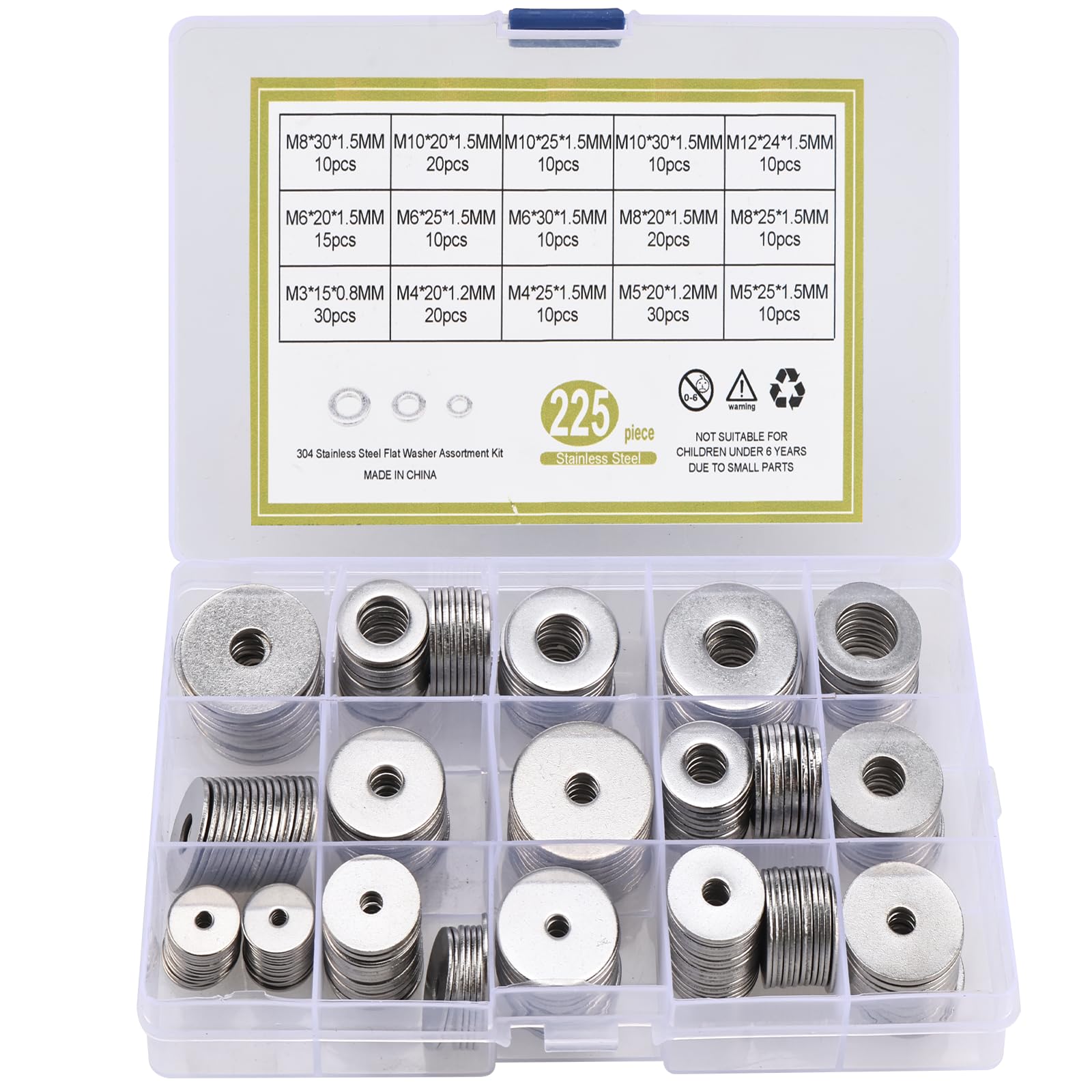 T Washers Tools Toolly Large Penny Fender Washers, 225 Pieces 15 Sizes Alloy Steel Flat ...