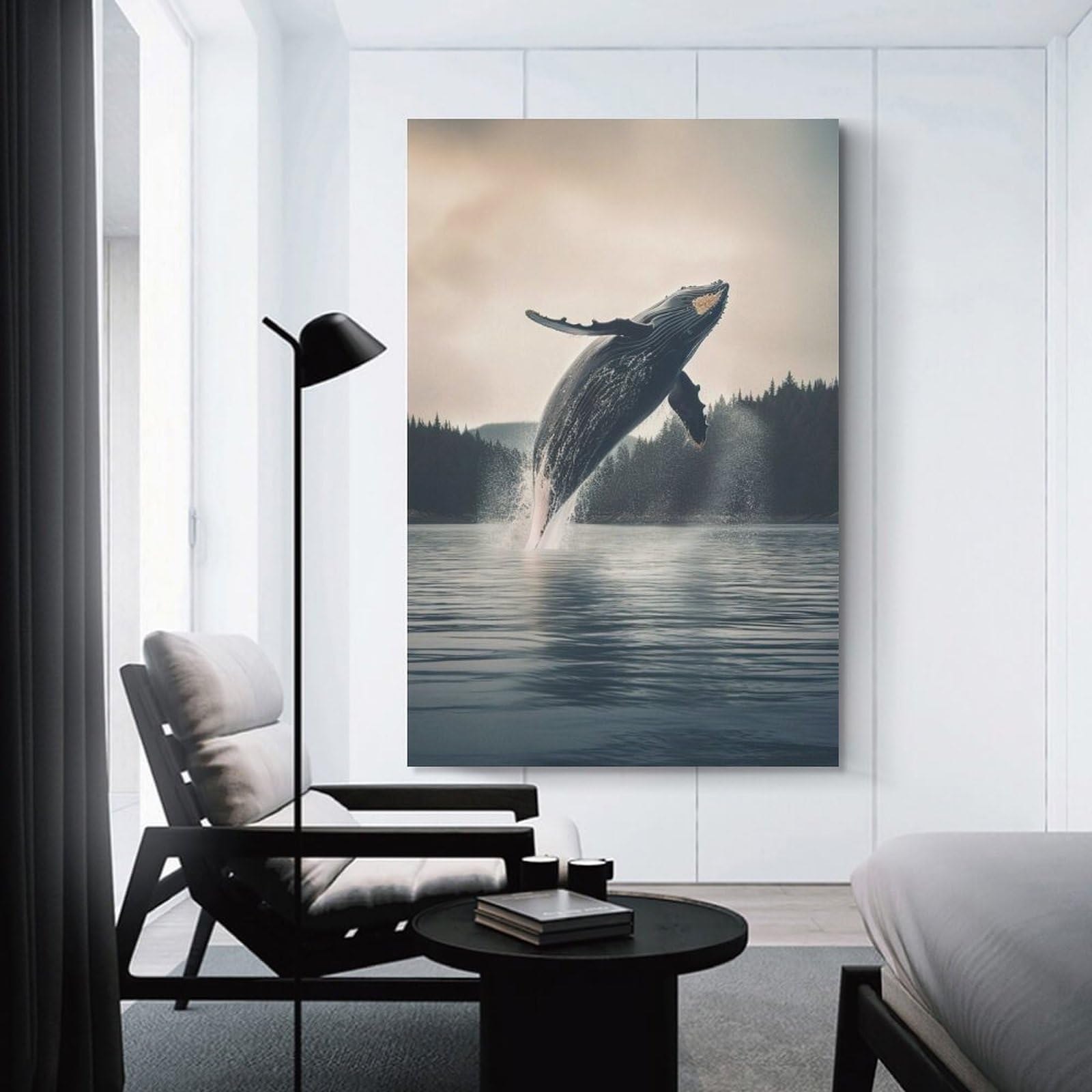 Junmoney Canvas Wall Art Whale Shark Portrait, 20x30inch(50x75cm), for Living Room, Bedroom, Office Or Hallway, Decorative Artwork with Broad Appeal