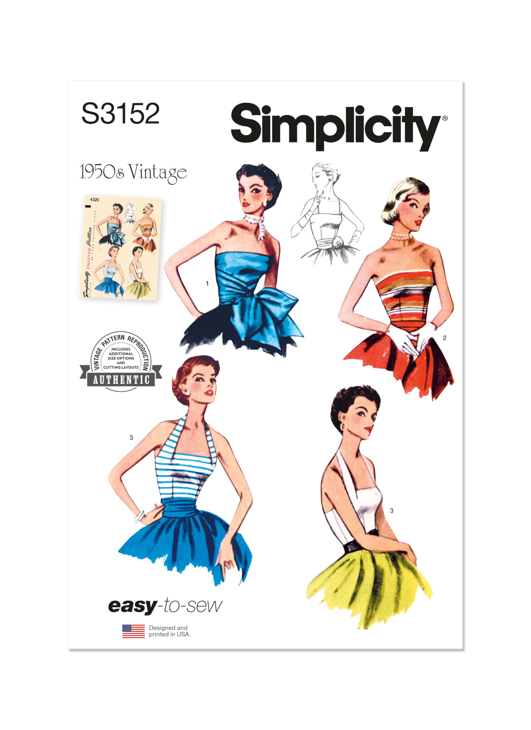 Simplicity Sewing Pattern SS3152U5 Misses' Halter and Strapless Bodice U5 (16-18-20-22-24)