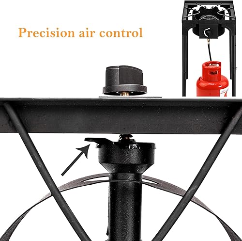 Miniatura 6 de Estufa de gas propano de 1 quemador, cocina de campamento al aire libre de 75,000 BTU con patas extraíbles, regulador y manguera de 0 a 20 PSI,