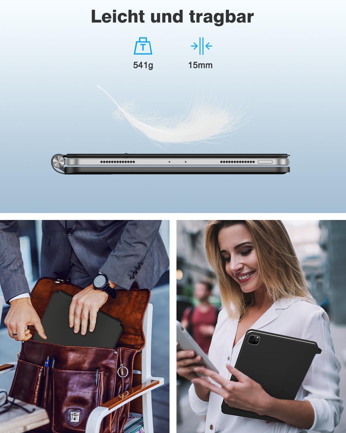 TECURS Etui na klawiaturę do iPad Air 11 cali (M3/M2, 2025/2024) /5/4, Magic Keyboard do iPada Pro 11 (4/3/2/1 Gen) z gładzikiem, magnetyczna konstrukcja swobodnie unosząca się, łatwa do przenoszenia