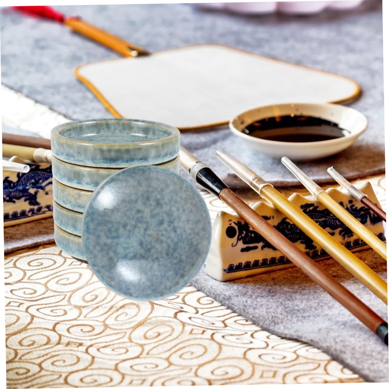 Keramik Aquarellmischpalette mit Deckel, Blau, für Aquarellmalerei