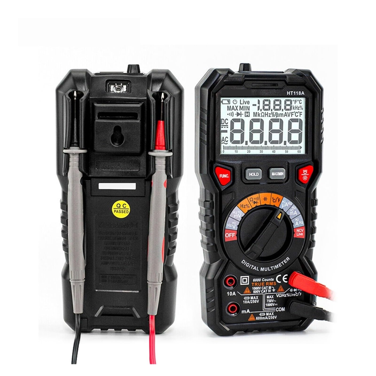 Multimetr Cyfrowy Auto Zakres Szybko Dokładnie Mierzy Multimetro 1000V 10A AC DC Ohm NCV Miernik Temperatury Napięcia Na Żywo Bezpieczny, Praktyczny, DokłAdny