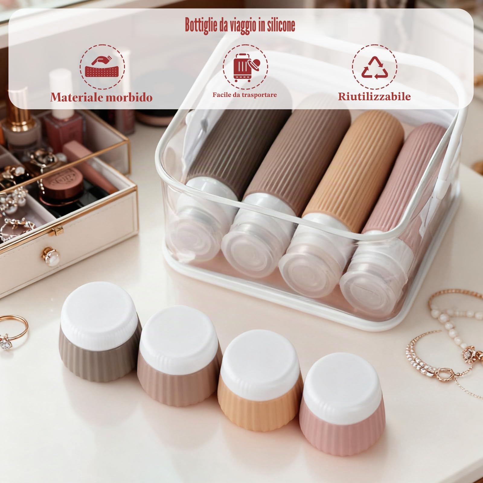 13 Pezzi Bottiglie da Viaggio in Silicone, Contenitori da Viaggio in Silicone, Flaconi da Viaggio Riutilizzabili, con Etichetta e Borsa Trasparente, per Shampoo, Lozione, Creme
