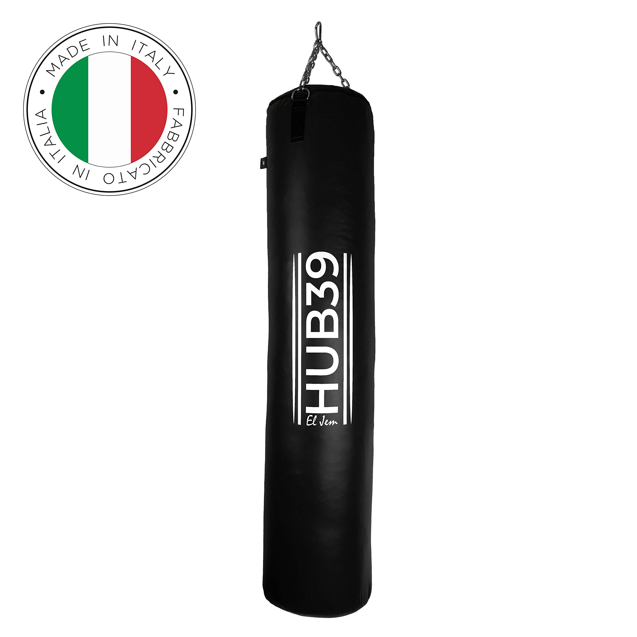 Hub39 Sacco da Boxe Professionale 40 kg Pieno – Made in Italy, 150 cm, per Boxe MMA Kickboxing Muay Thai, con Catene Incluse