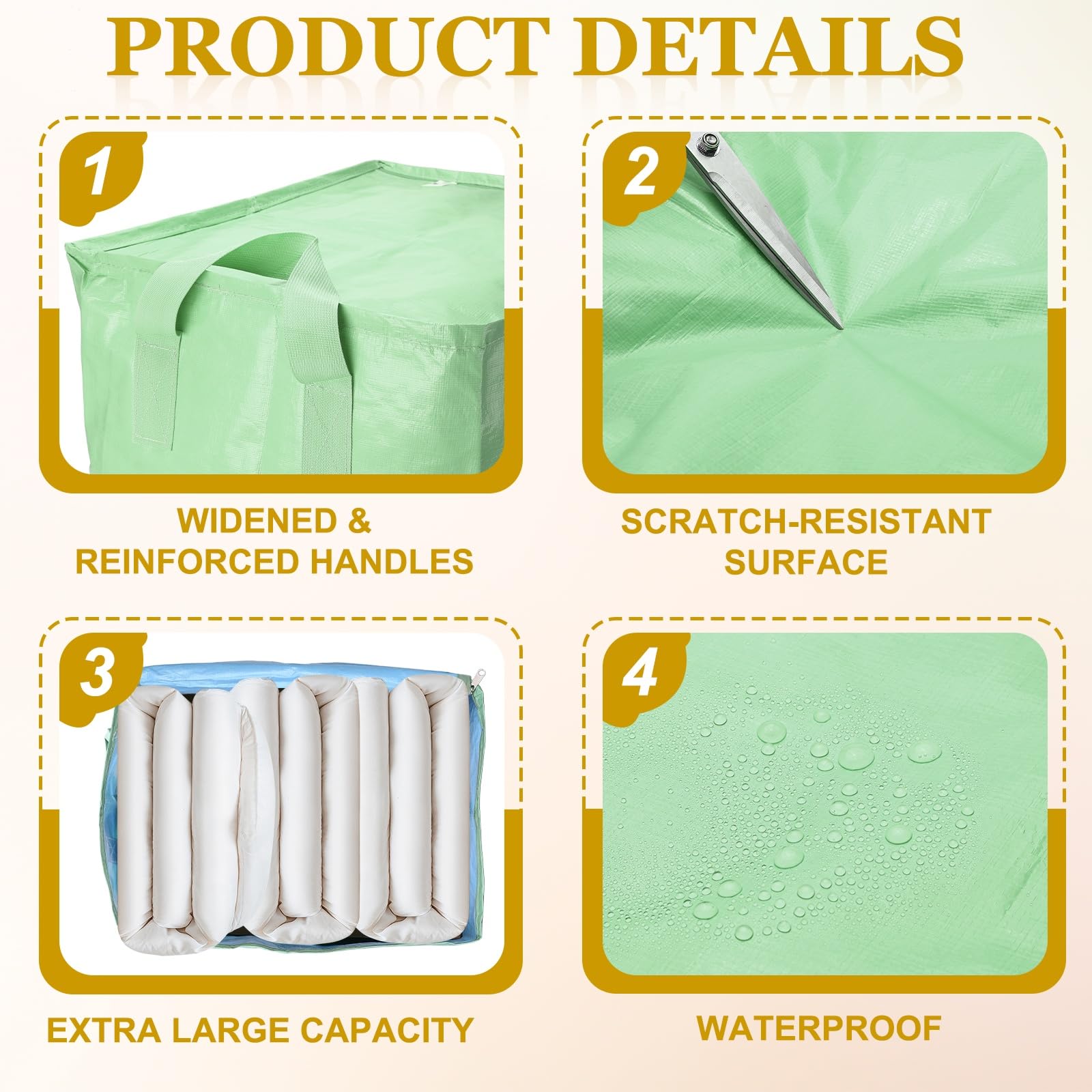 QUARKZMAN Bolsas Mudanza Grandes 240L 20x24x28 Verde Claro 2 Piezas
