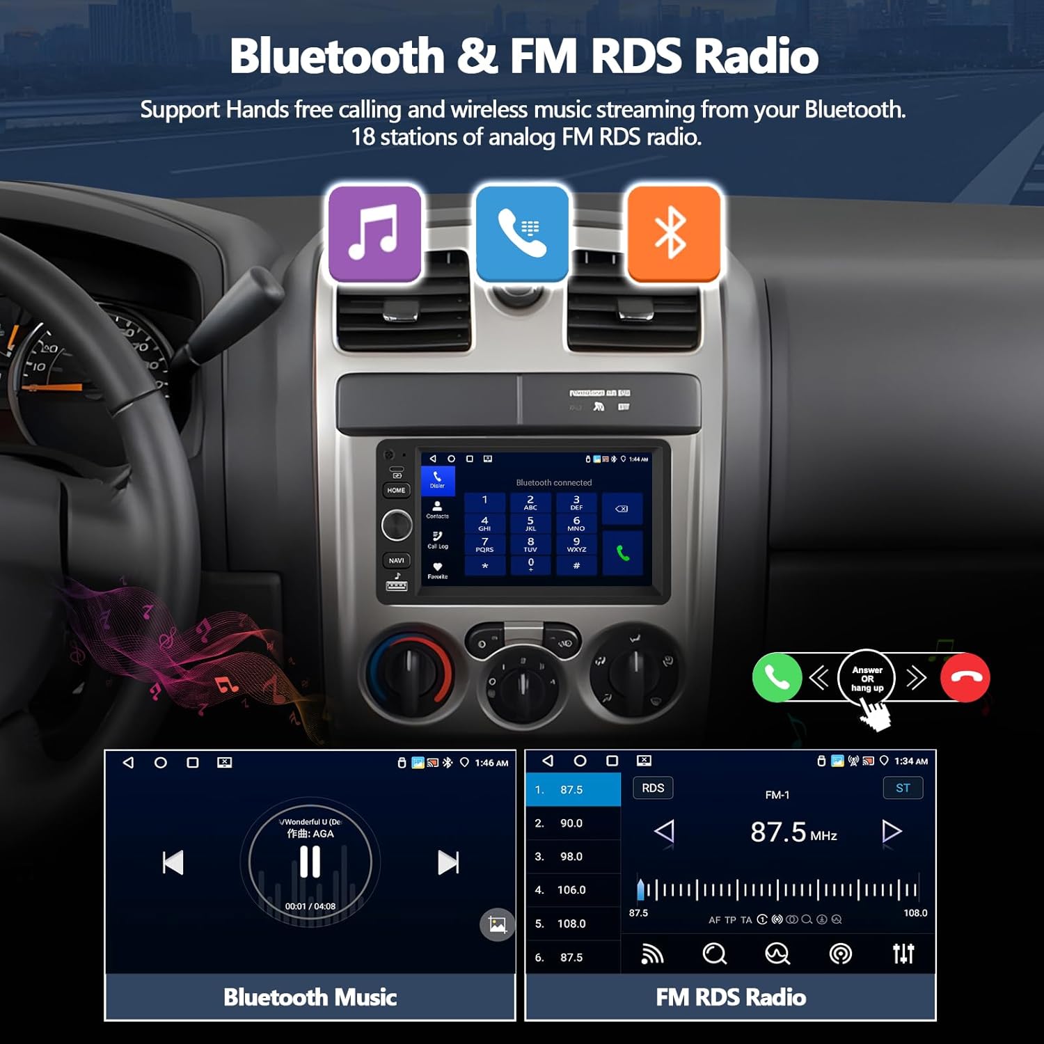 4G+64G Car Radio Stereo for Chevrolet Chevy Silverado Tahoe & GMC Sierra Yukon 2003 2004 2005 2006, Wireless Carplay Android Auto, 7" Touch Screen Head Unit with Bluetooth 5.0 32EQ GPS Backup Camera