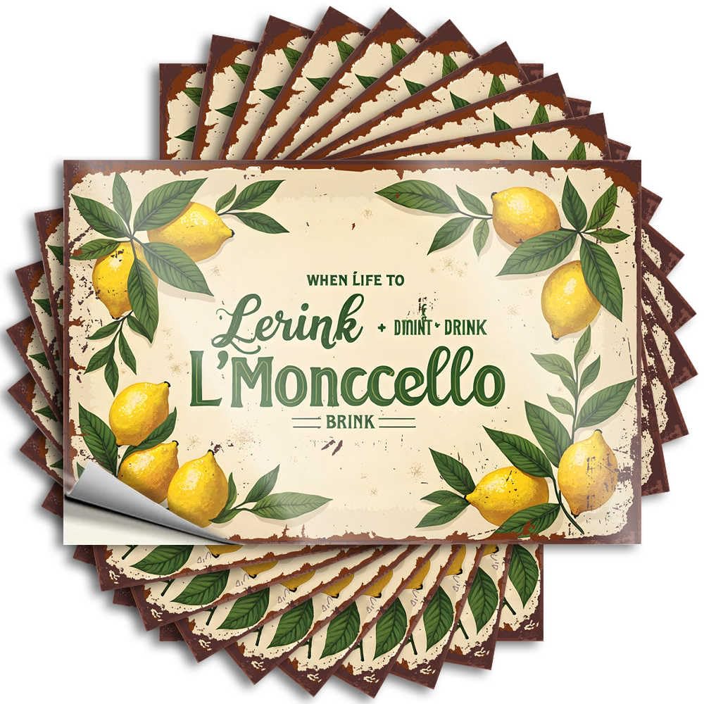 Fzfn Colour Decal Cute Easy Apply | Lemonade Bliss: Lerink L'monccello Brings Life To Every Sip Retro Bottle Peel And Stick(12X18cm)