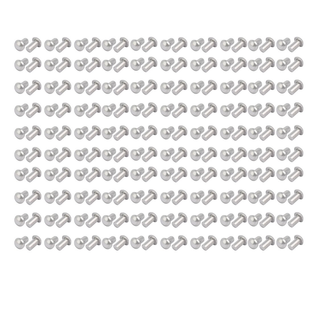 sourcingmap 200pcs M3 x 5mm Aluminum Half Round Head Solid Rivet Fastener Silver Tone