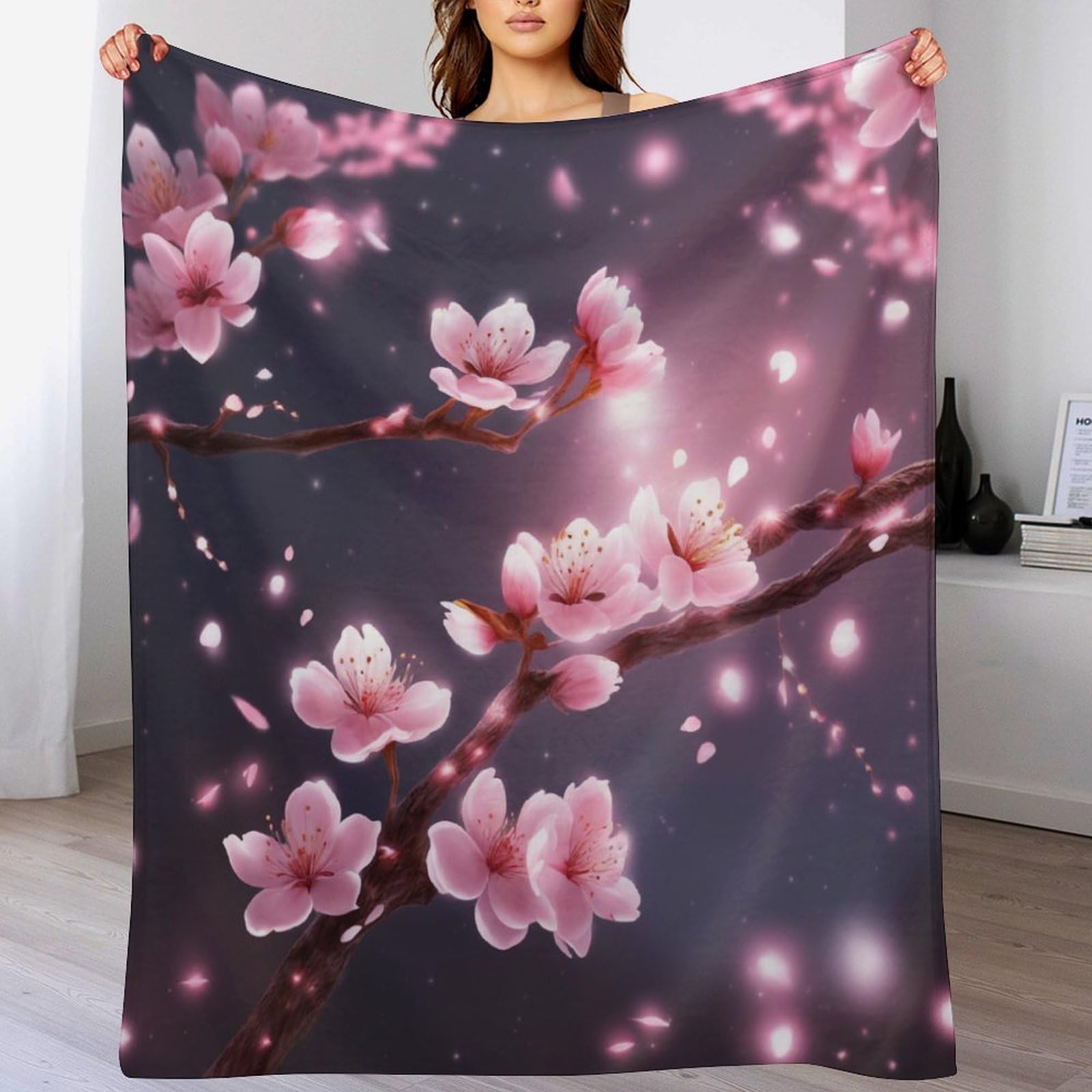 Manta de franela con flor de melocotón de 130x180 cm para sofá