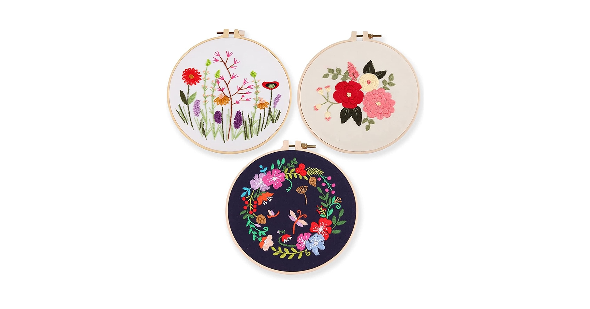 Amazon | 刺繍キット 刺しゅう 刺繍セット 竹製刺繍枠3本 20CM