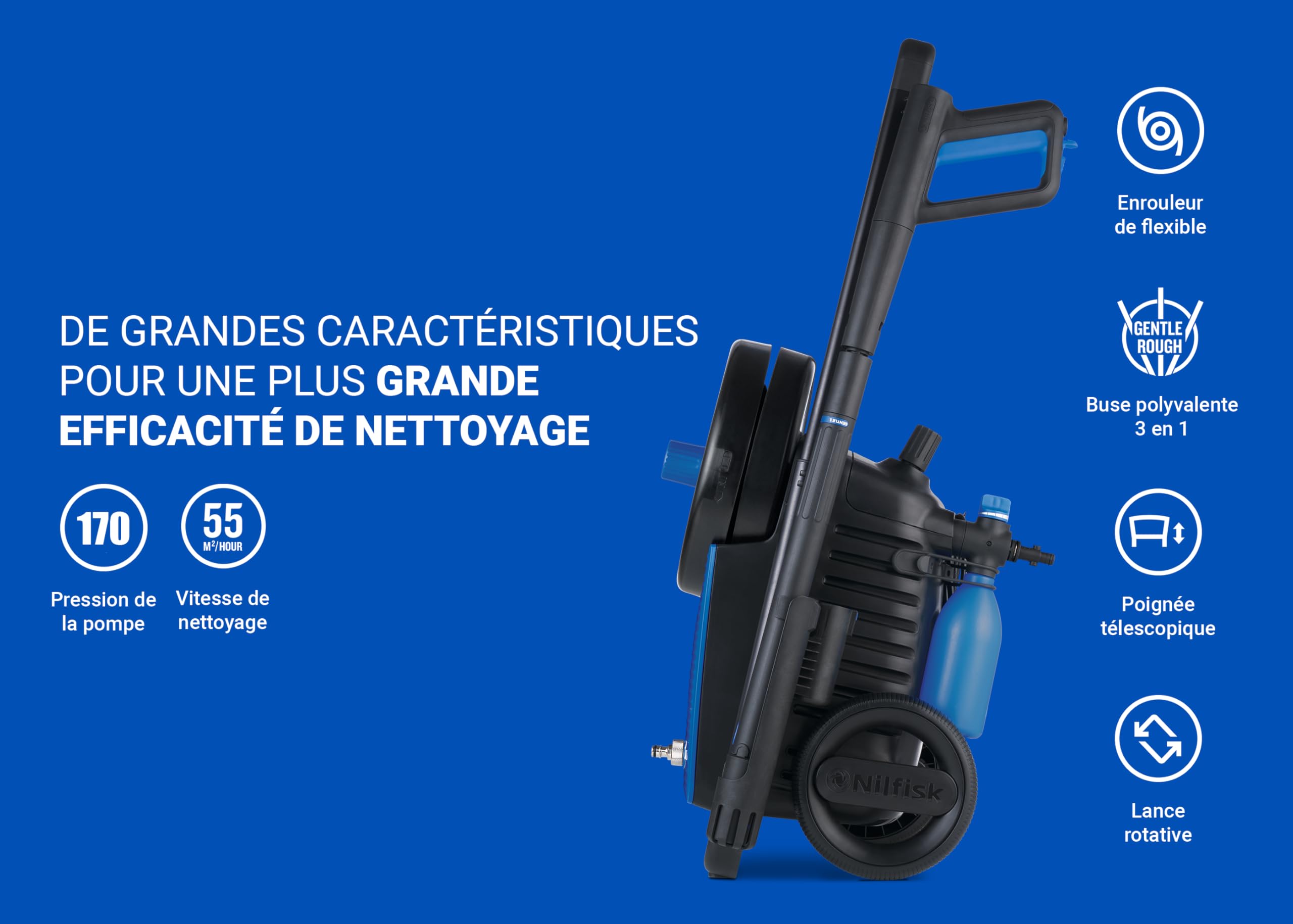 Nilfisk Nettoyeur Haute Pression Excellent 170 Bars - Grande Performant pour Le Jardin, Terrasse et Voiture (2300 W) 128471414