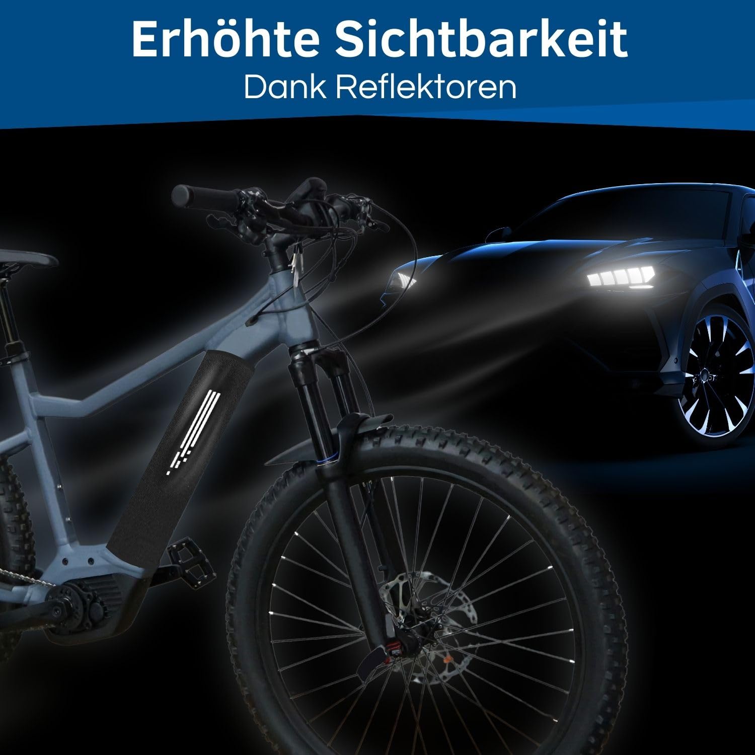 HiLo sports E-Bike Akku Schutzhülle - [Für 28-42 cm Rahmenumfang] - Thermoschutzhülle fürs E Bike - Schützt vor Kälte und Schmutz - Neopren Akku Schutz (Blau)