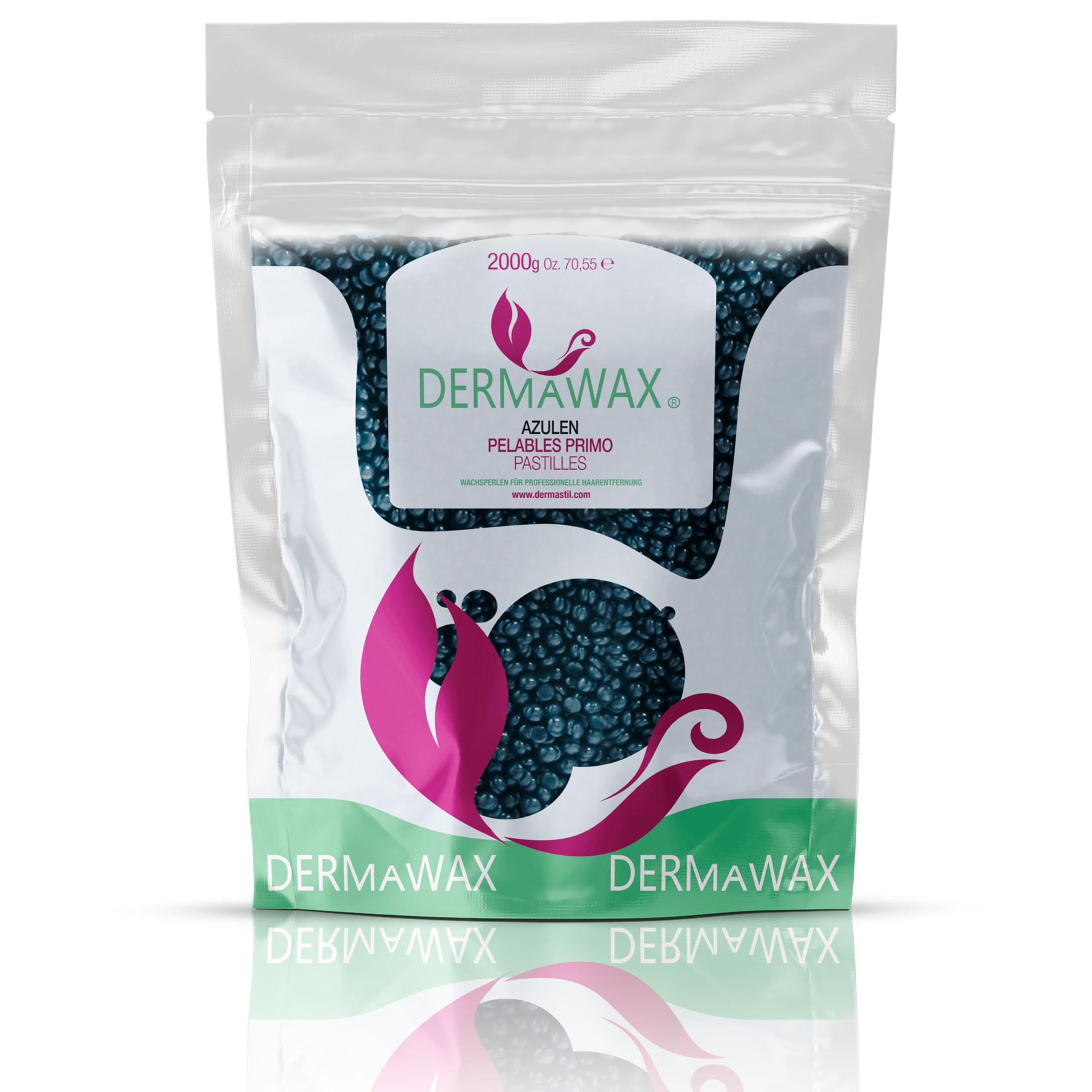 Dermawax Cera Brasiliana Professionale Cera Brasiliana perle per ceretta depilatoria senza strisce, Ceretta indolore per uomo e donna, a bassa temperatura 2 kg Azulene