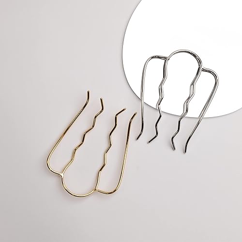 Miniatura 4 de MARI + SAM Soporte para moño de cabello ondulado con alambre para mujer, color plateado, talla única