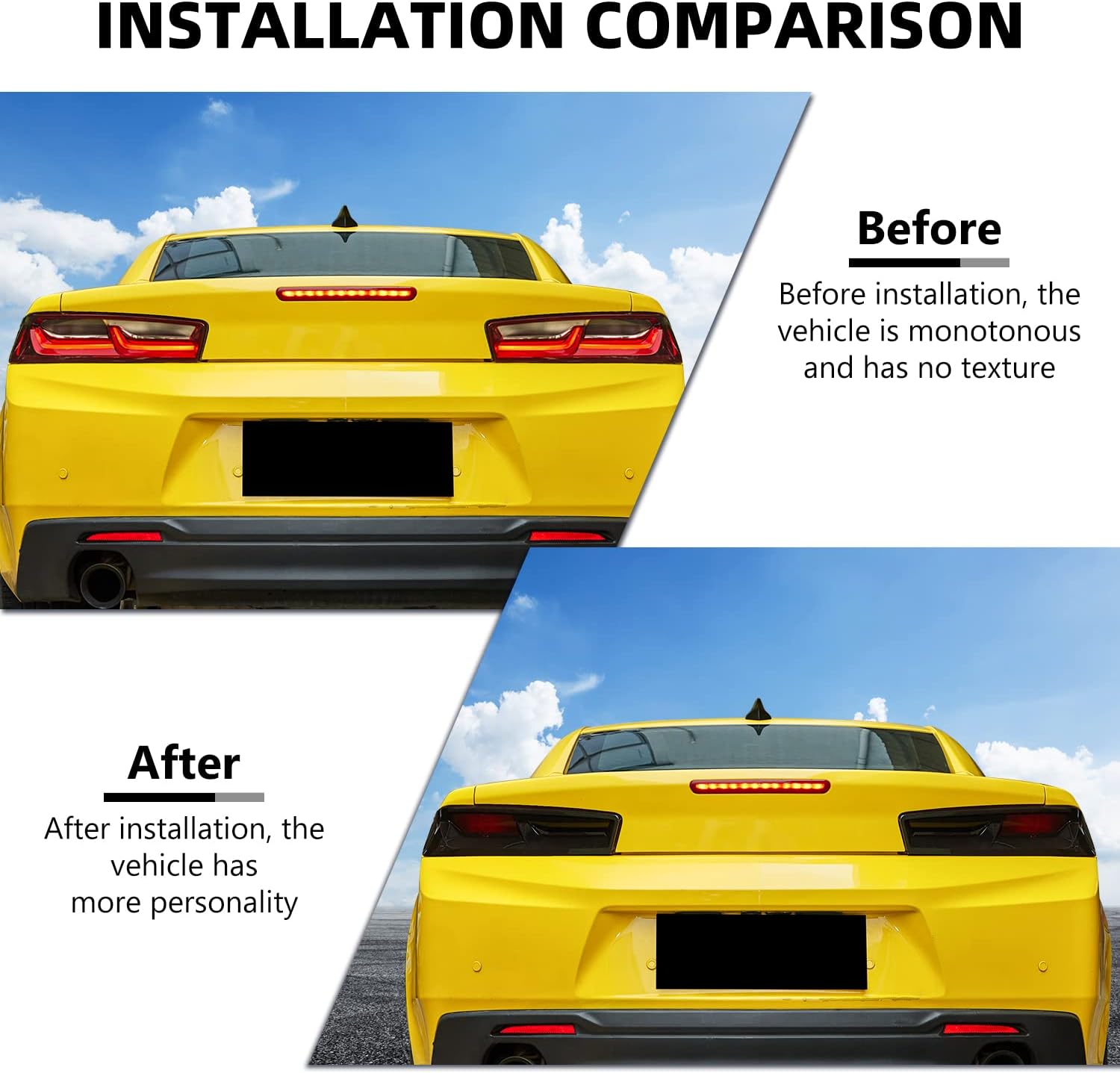 RAZPOY Tail Light Lamp Covers, Smoked Rear Light Guards Compatible with 2016 2017 2018 Chevrolet Chevy Camaro Exterior Accessories, ABS Smoke Black