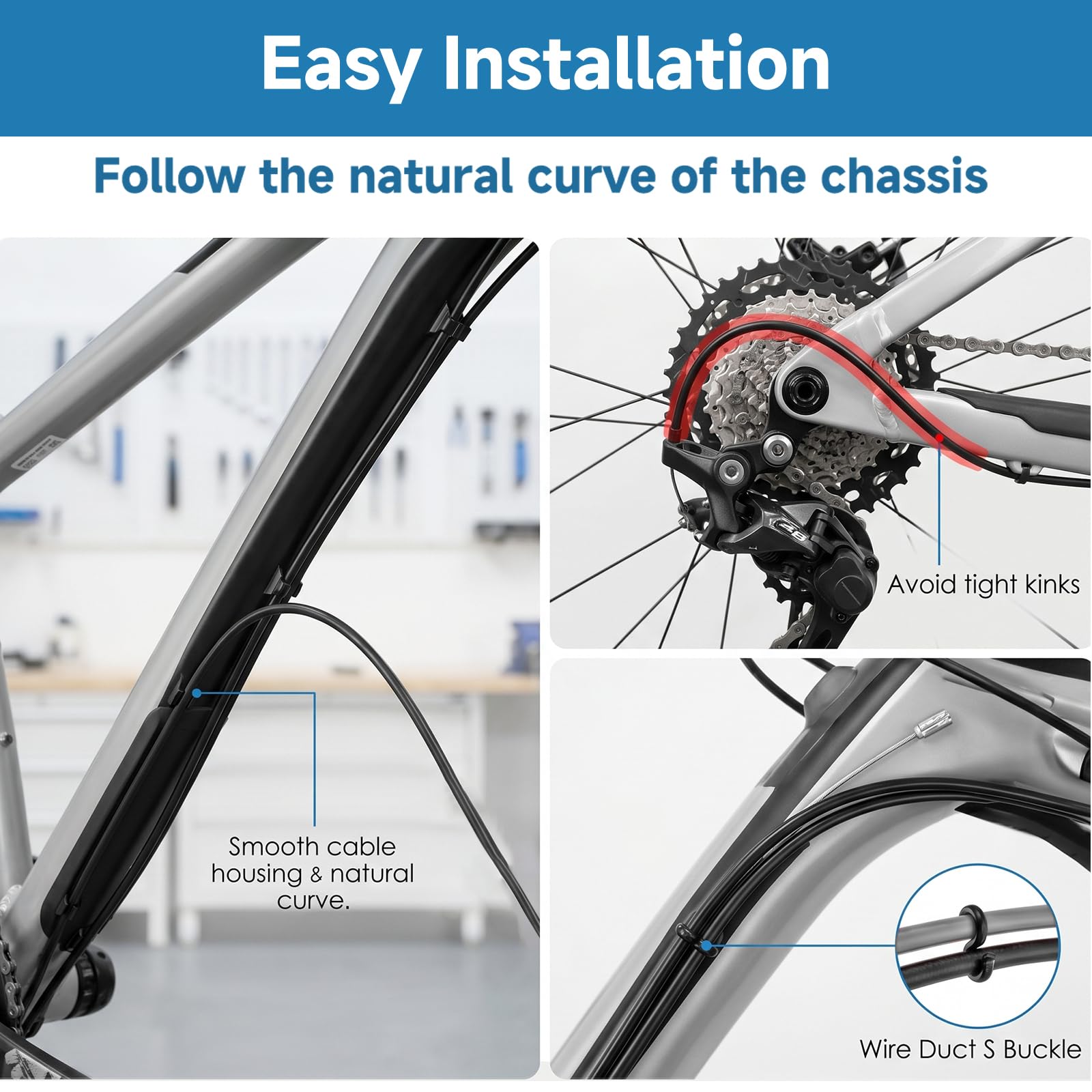 Fahrrad Schaltzug Set, Universal Bremszug Fahrrad, 2m Schaltzughülle, 4 Schaltinnenzüge aus Verzinktem Stahl, Endkappen & Zubehör, Schaltzug Fahrrad für Rennrad, MTB, Citybike und Andere
