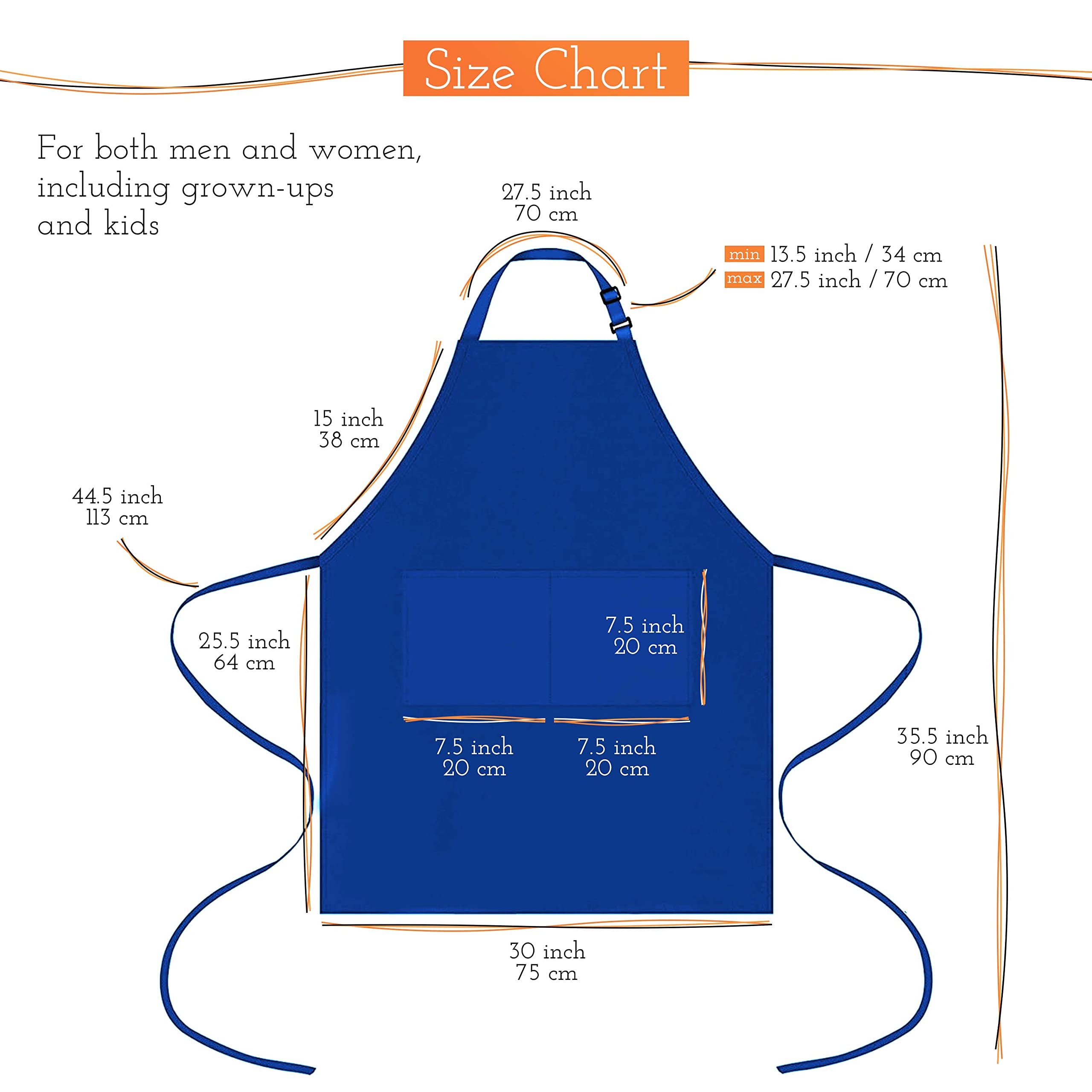 KOMBOH Unisex Chef Apron, Pack of 2 Professional Grade Apron, Oil and Water Resistant, Heavy Duty Breathable and Adjustable with Large Straps and Large Pockets (Blue)